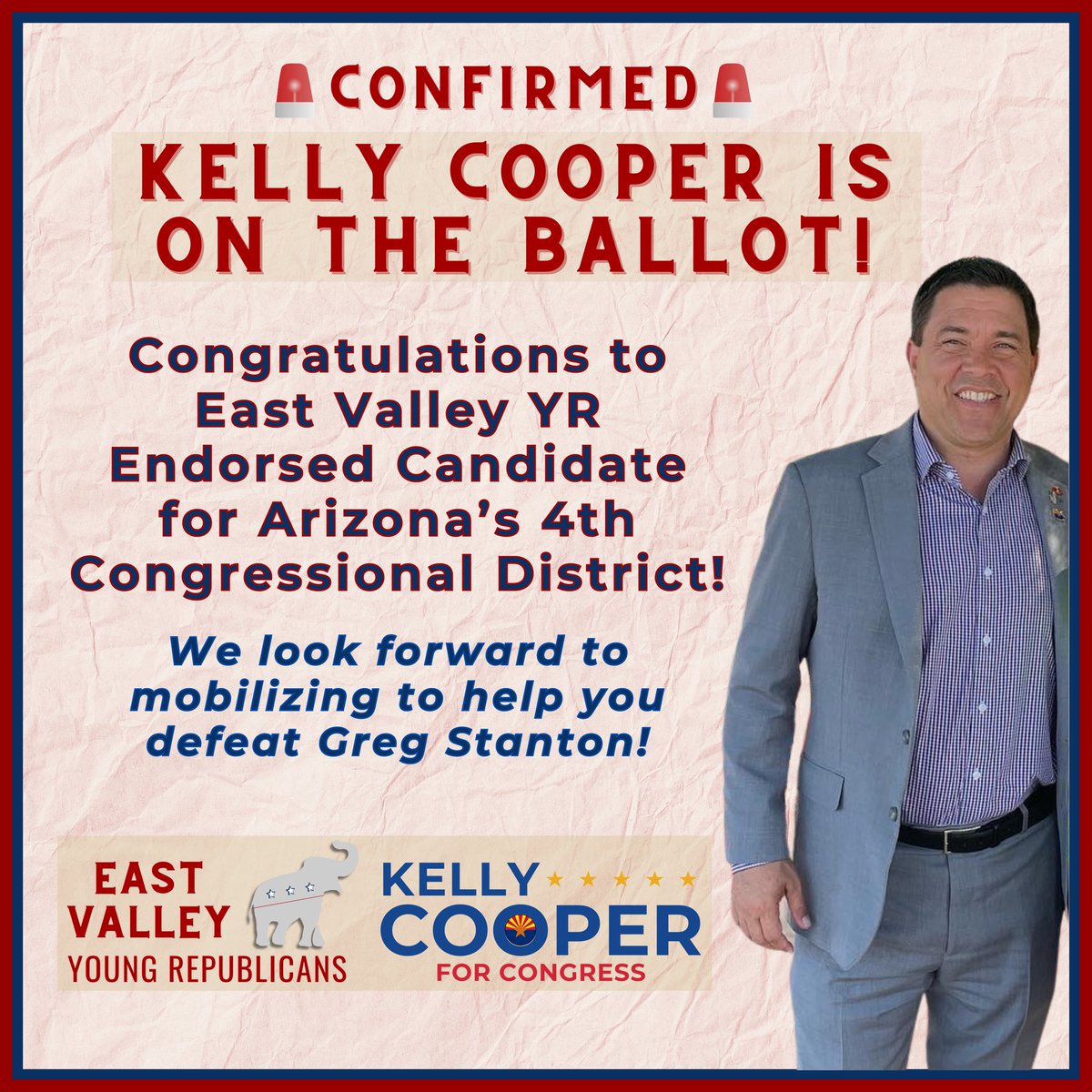Congrats to future Congressman Cooper on making the ballot! EVYR members spent the last several months gathering signatures for @KellyCooperAZ and are proud to support this campaign for AZ-04!