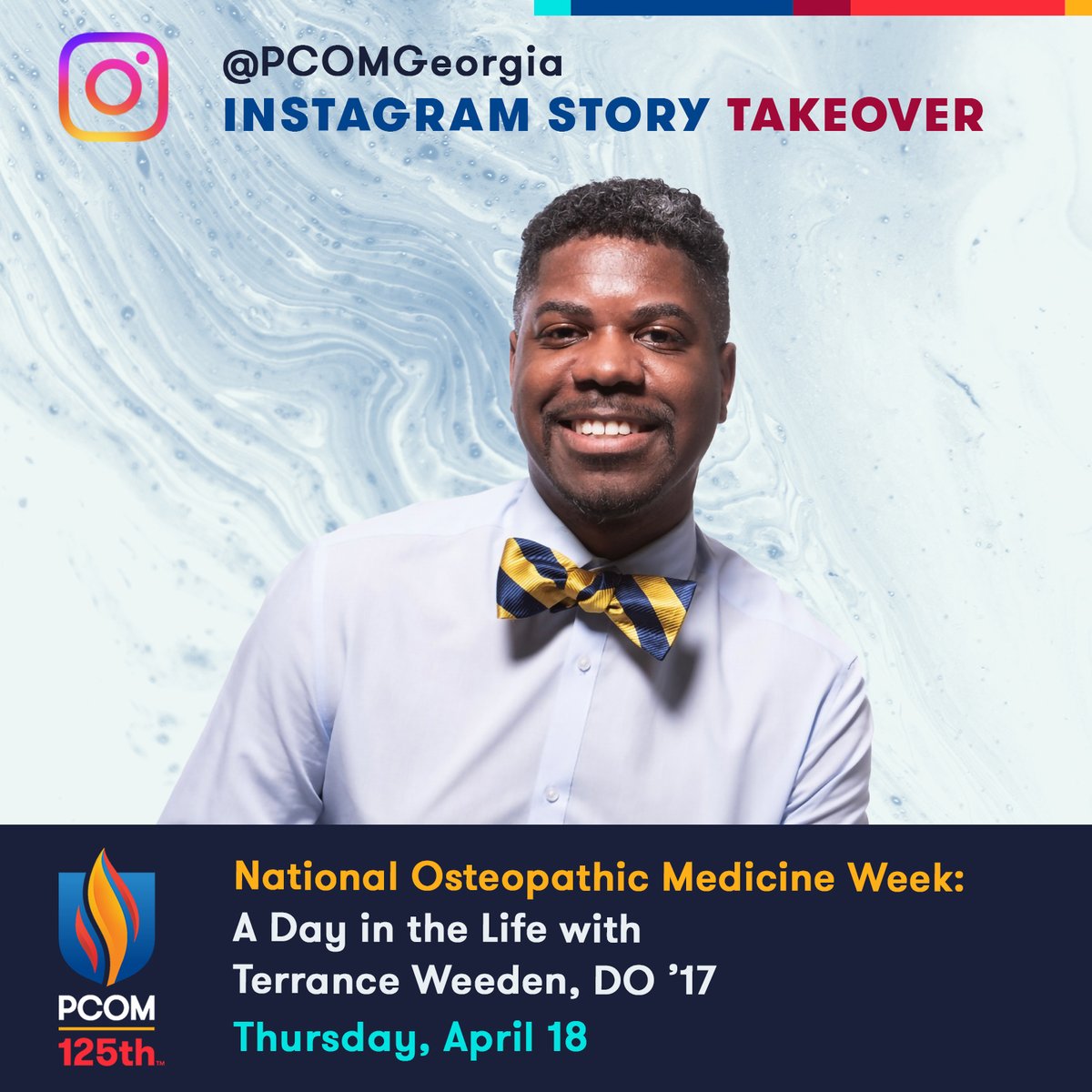 In celebrating #NOMWeek, we're excited to partner with Terrance Weeden, DO '17, to offer an inside look at life as a doctor. On 4/18, follow along on our IG Story at instagram.com/pcomgeorgia/ as he leads us through his day as a Staff Adolescent Physician at Whitman-Walker Health!