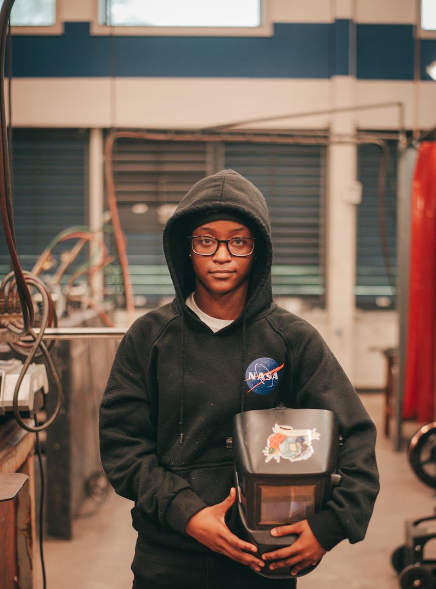 From a young age, welding always 'sparked' her interest. Initially concerned about being the only female student in her class, Ty has excelled in her welding skills and is passionate about her craft. (2/4)