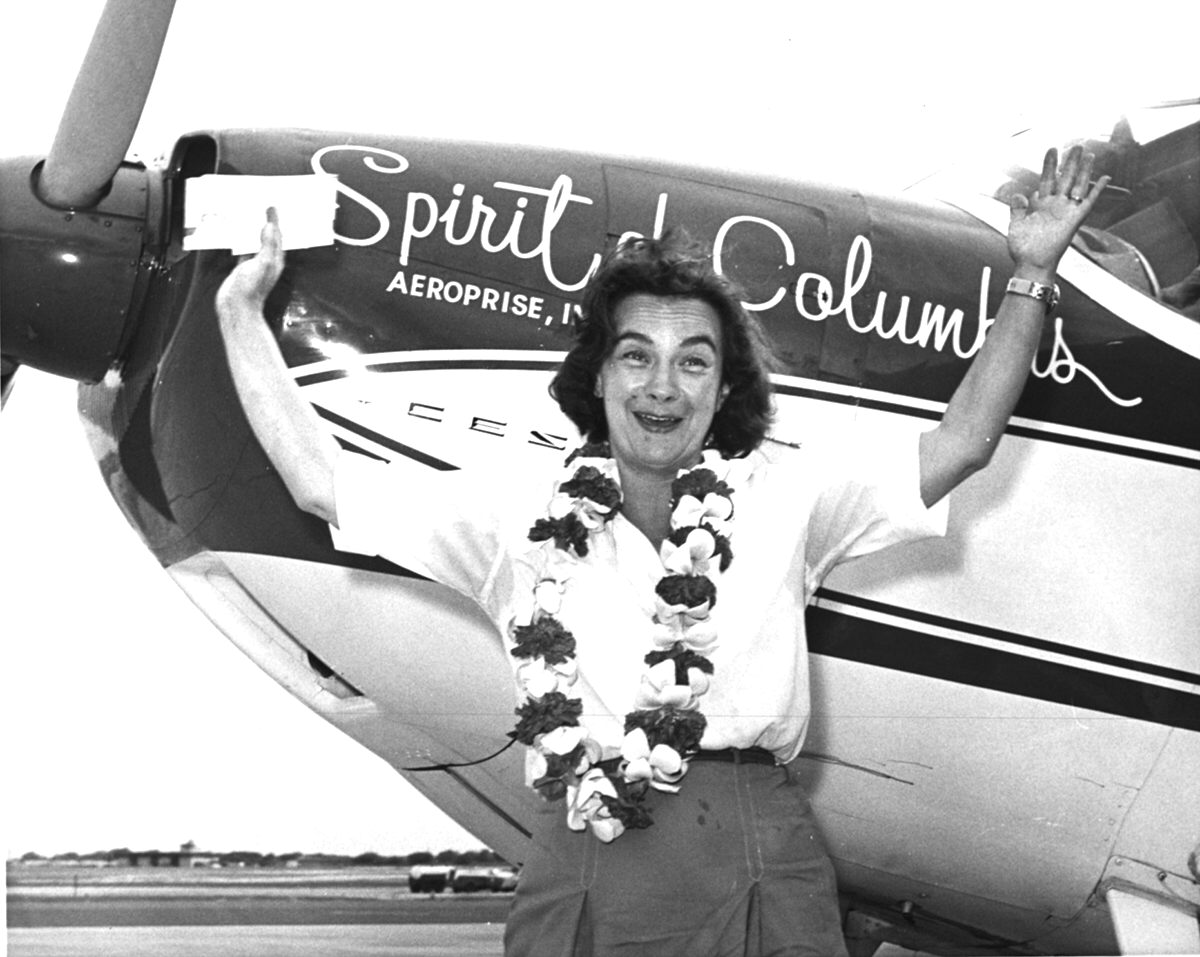 Today marks the 60th anniversary of Jerrie Mock’s historic landing at @columbusairport! On April 17, 1964, Jerrie safely landed her single-engine Cessna, named the Spirit of Columbus, completing her 23,000-mile solo flight around the world. 📸 Honolulu Star-Bulletin (1964)