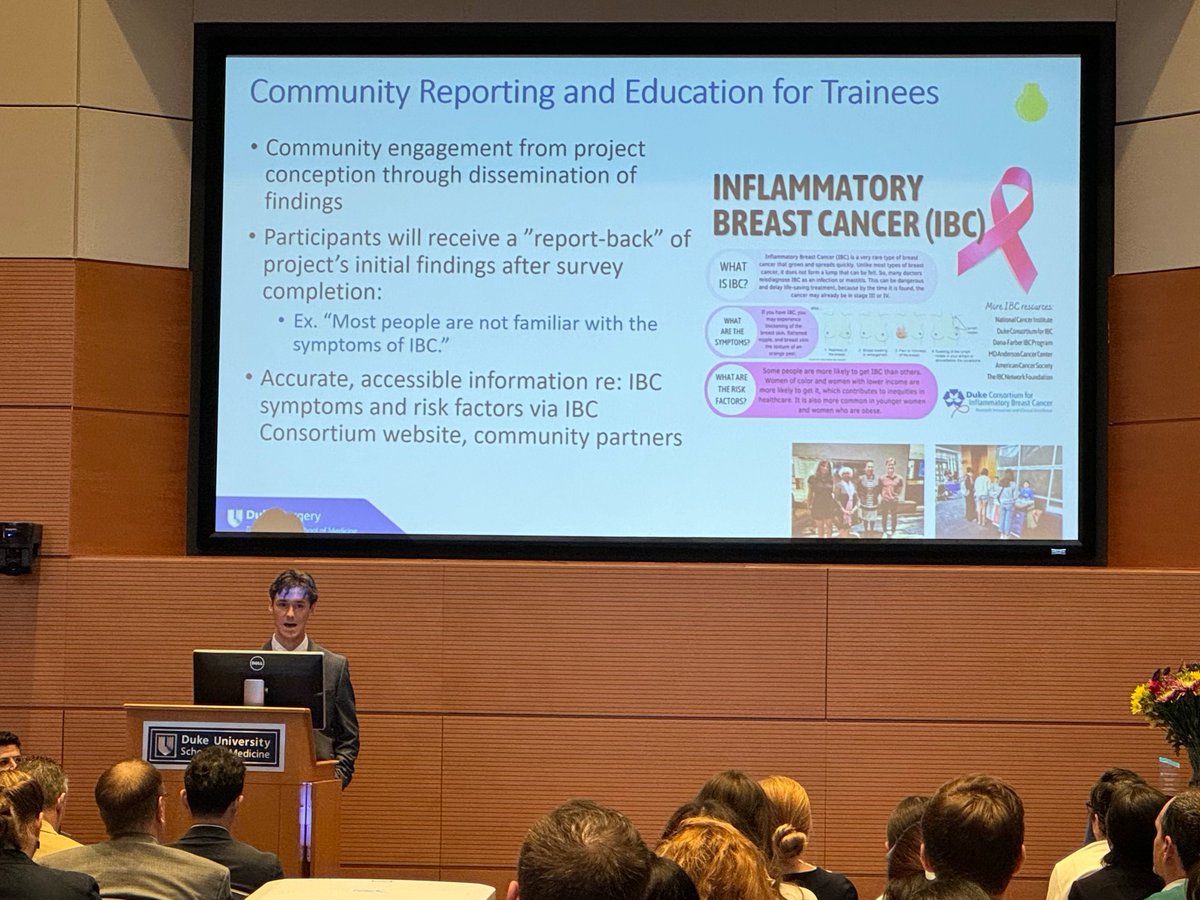 Always proud to call @beau_blass a friend and colleague. He CRUSHED IT at @DukeSurgery Research Day — highlighting the value of PCPs & need for community-engaged, public-facing work in addressing IBC disparities (& then earning Best Clinical Science Podium Presenter for it!)