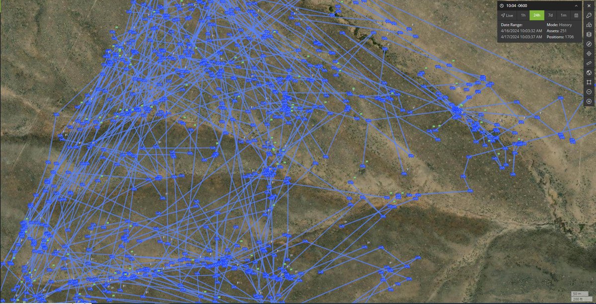 Rapidly becoming the largest Cattle GPS tracking company in North America sure has been fun.  Especially checking in on customers that are running thousands of head of cattle...  Looks like cow spaghetti!  #LoneStarTracking #AgTech #IoT #LoRaWAN @helium #cows