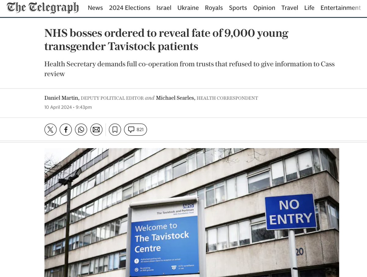 NHS bosses ordered to reveal fate of 9,000 young transgender Tavistock patients Health Secretary demands full co-operation from trusts that refused to give information to Cass review The NHS must reveal the fate of 9,000 transgender young people treated by the controversial…