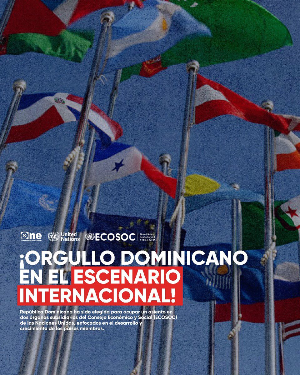 🌐 ¡Orgullo dominicano en el escenario internacional! 🇩🇴 República Dominicana ha sido elegida para ocupar un asiento en dos órganos subsidiarios del Consejo Económico y Social (ECOSOC) de las Naciones Unidas. #NacionesUnidas #BuenosDatosBuenasPoliticas