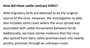 USDA says there are cases where H5N1 bird flu spread from dairy cattle farms 'back into nearby poultry farms through an unknown route'