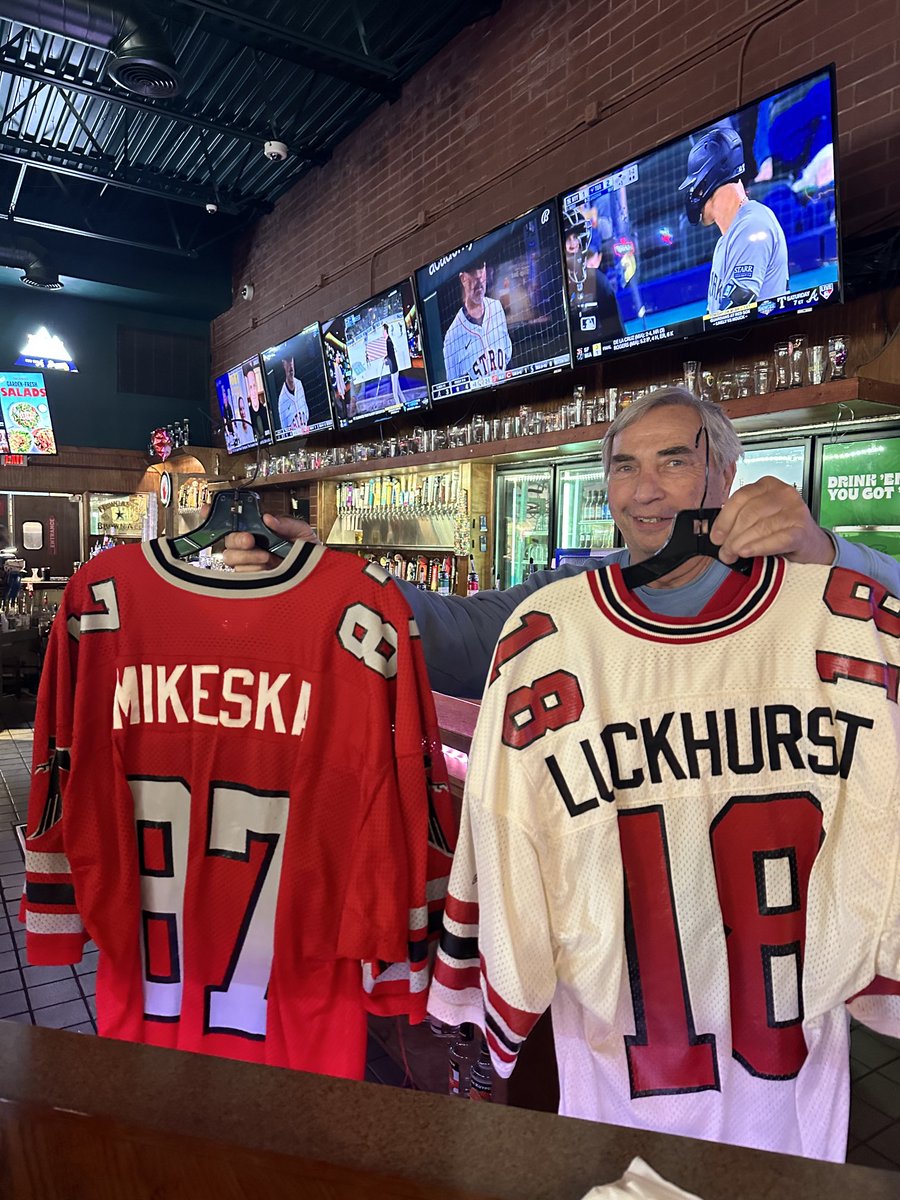 Our pal Rick heard us talking about old school ⁦@AtlantaFalcons⁩ jerseys and ran home and brought these back. Wow!