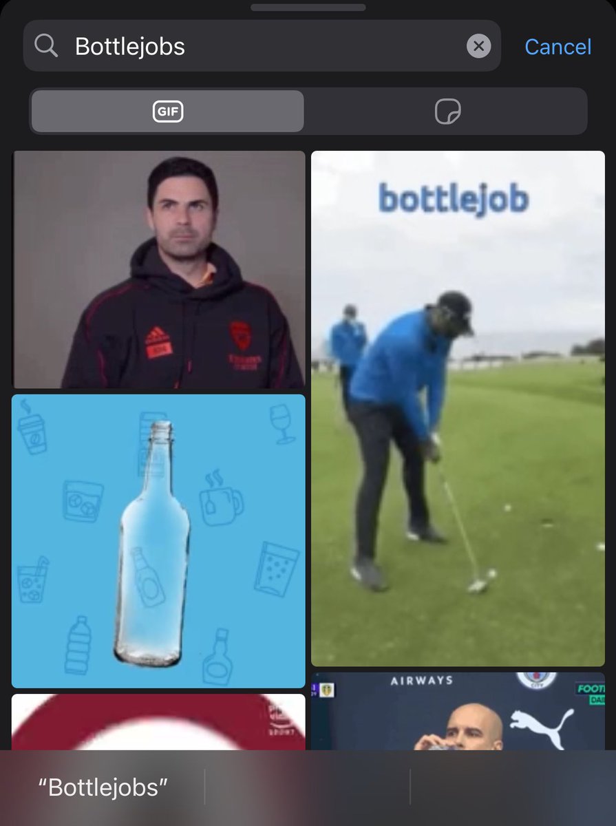 Amazing 😂 search bottle job on GIF and Arteta is first pic 😂