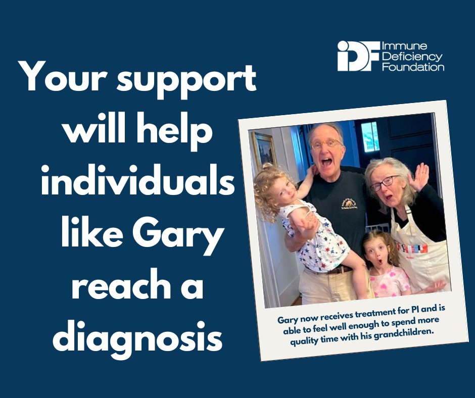 A #PrimaryImmunodeficiency diagnosis changes lives, and your support will make an impact! When Gary was undiagnosed, he experienced frequent hospital visits and recurring infections, but after receiving treatment, he is able to feel better. Donate today: bit.ly/3TCqTuI