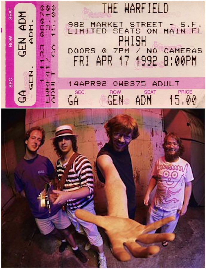 32yrs since #phish (w/ WSP opening) 4/17/92 @thewarfield SF - 1st of 6 ph shows there '92-'94 and my first time in the room. They'd played Catalyst/DNA Lounge/Berkeley in '91 but this was the introduction for many Bay Area heads.