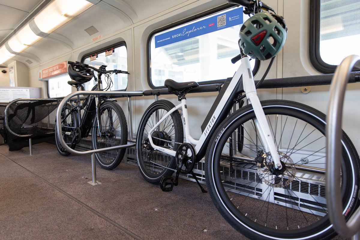 All Metrolink trains have a Bike Car that can accommodate up to nine bikes. Regular Metrolink train cars can accommodate up to three bikes each and Arrow trains can accommodate up to 12 bikes. Learn More about bike guidelines and safety on Metrolink: metrol.ink/3xDwF86