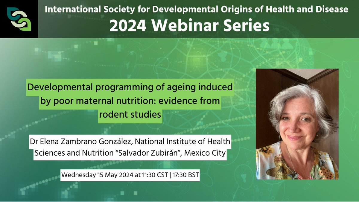 Latin American DOHaD Regional Society (@la_dohad) on Twitter photo International DOHaD Webinar of Dr. Elena Zambrano on Wednesday 15 May at 11:30 CST (17:30 BST). <a href="/BrasilDohad/">DOHaD Brasil</a> <a href="/DOHaDChile/">DOHaDChile</a> <a href="/DOHaD_Colombia/">DOHaDColombia</a> <a href="/DohadMx/">Instituto DOHaD MX</a> <a href="/DOHaD_AR/">DOHaD Argentina</a>
Registration link: eventbrite.co.uk/e/dohad-webina… International DOHaD Webinar of Dr. Elena Zambrano on Wednesday 15 May at 11:30 CST (17:30 BST). <a href="/BrasilDohad/">DOHaD Brasil</a> <a href="/DOHaDChile/">DOHaDChile</a> <a href="/DOHaD_Colombia/">DOHaDColombia</a> <a href="/DohadMx/">Instituto DOHaD MX</a> <a href="/DOHaD_AR/">DOHaD Argentina</a>
Registration link: eventbrite.co.uk/e/dohad-webina…