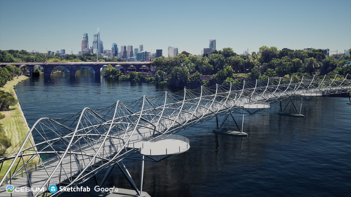 What if The Helix in #Singapore was placed across #Philadelphia's Schuylkill River? Cesium ion's integration with @Sketchfab enables users to explore possibilities in accurate 3D #geospatial context. Get started: bit.ly/3xBMOuB