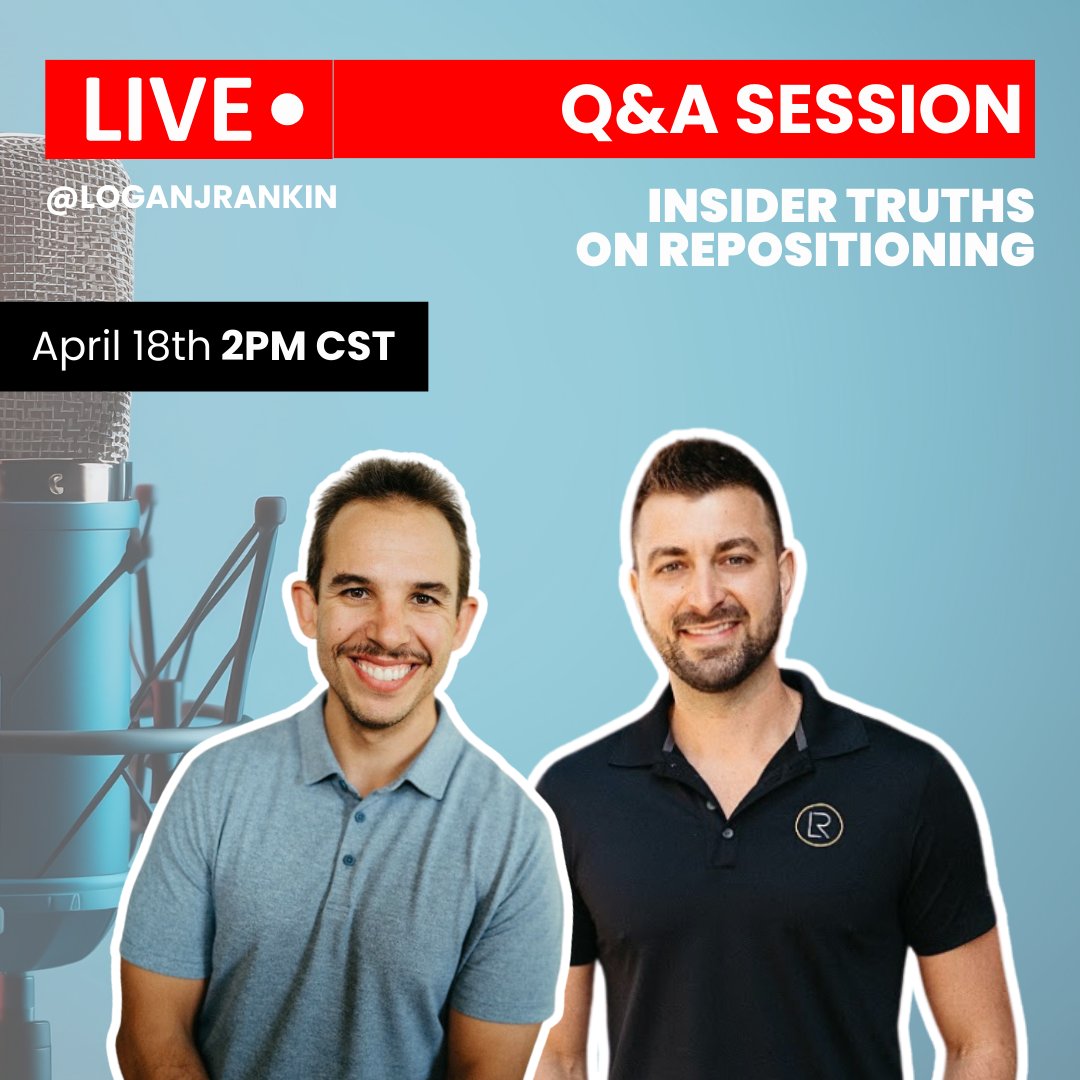 LIVE Q&A on Instagram tomorrow 4/18 at 2pm CST! 🎥 One of my leaders (Joe) and I will be answering ALL of your questions regarding the Repositioning Process and Strategy we use at my PM company. We are looking forward to hearing from you guys and what you want to learn more