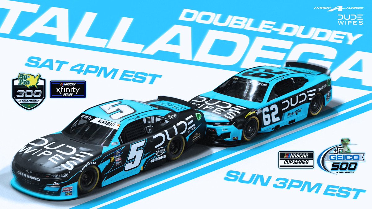 Stock up on your @DUDEwipes, because we’ve got double-DUDEy this weekend 💩 🏁 #nascar #racing #dude #wipes