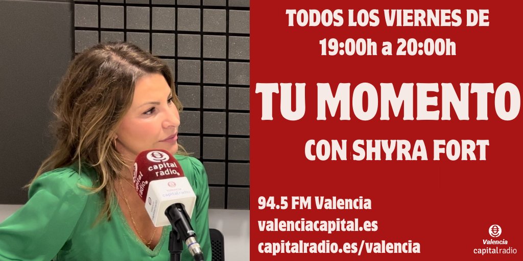 📂| #TuMomento 📝 A las 19:00h, con Shyra Fort, no te pierdas el programa de moda y tendencias en Valencia Capital Radio --- Valencia Capital Radio 📻 94.5 FM 📲 valenciacapital.es