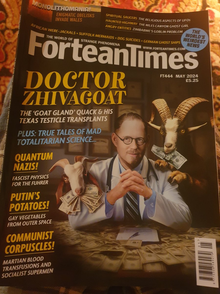 If you fancy a rollicking read about a quack who implanted goat testicles in healthly men, charmed Hollywood, became a pirate Mexican radio talk radio new age pioneer, popularised country music and died a drunk bitter nazi, get down to newsagents for this month's @forteantimes