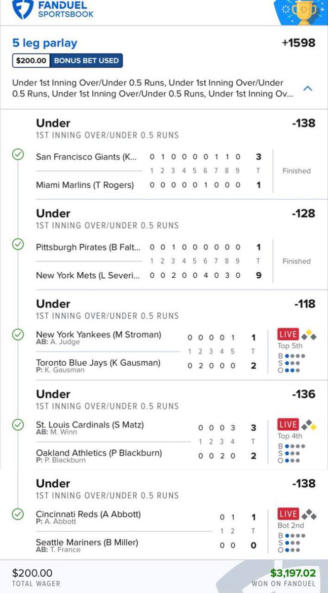 NRFI SWEEP AGAINNN 🧹🔥✅

That’s A 9-0 RUN RIGHT NOW 43-19 (69%) ON THE SEASON 

$200 ➡️ $3,197.02 CASH MONEY 💵

JOIN THE WINNING TEAM ↙️
whop.com/the-sweepers