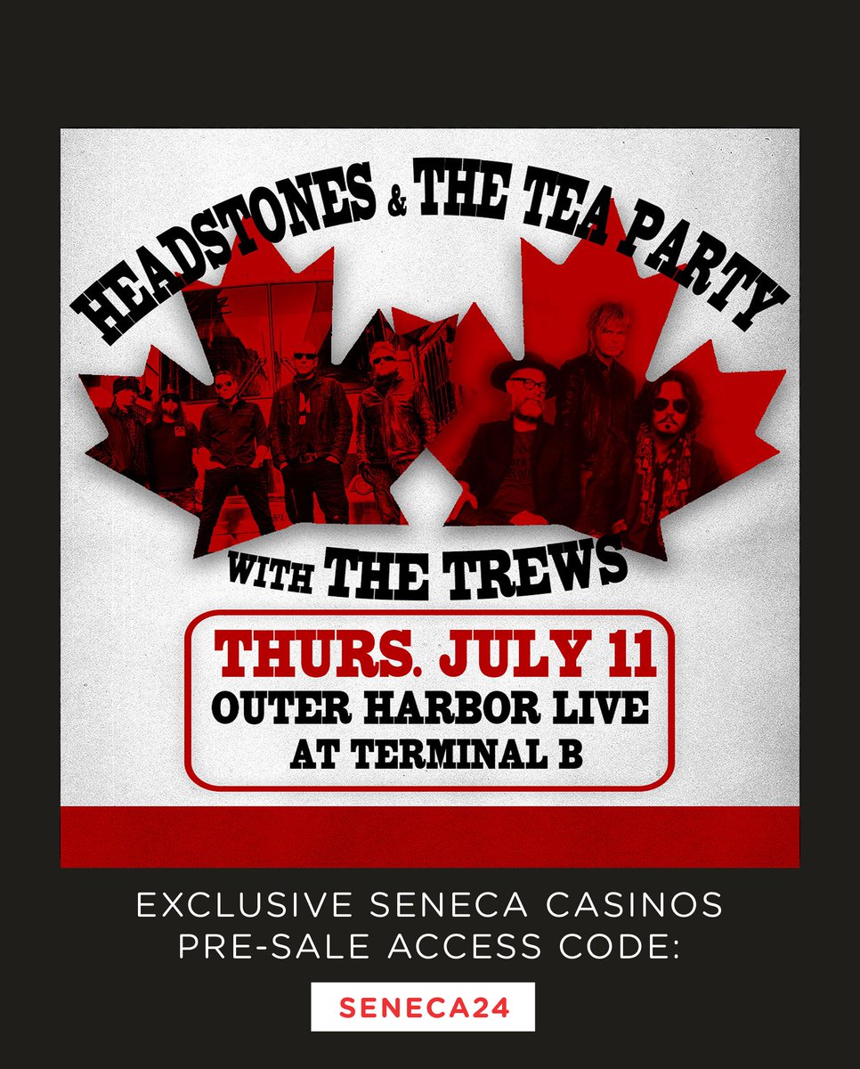 Use code SENECA24 to get your pre-sale tickets to see Headstones & The Tea Party at The Outer Harbor this summer! 🎟️ bit.ly/4aVWiPQ