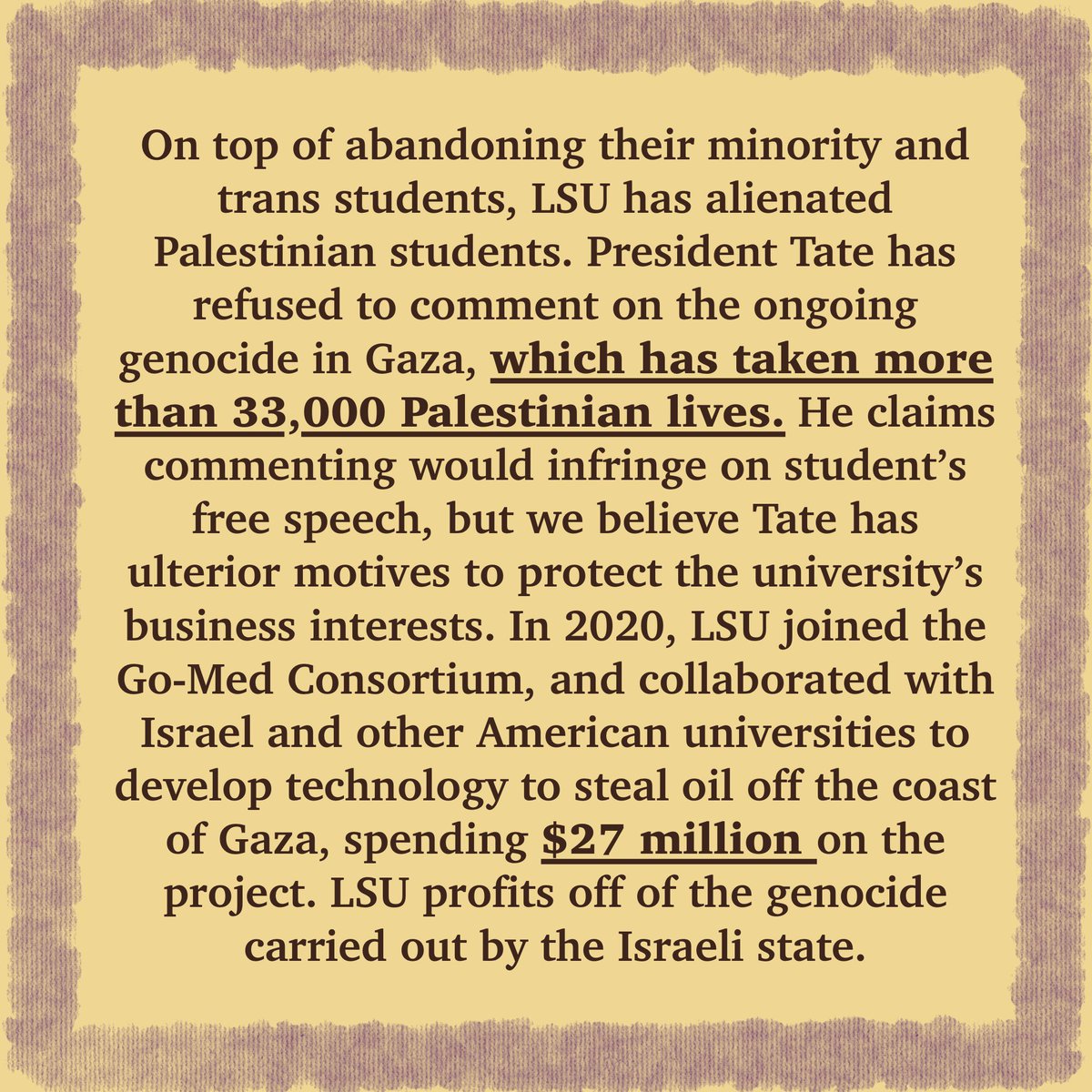 sdsatlsu's tweet photo. Students for a Democratic Society Condemns LSU’s Attack on DEI! We will be marching on the capitol with a coalition of organizations April 22nd at 1pm. https://t.co/RXoBnO4fJq
