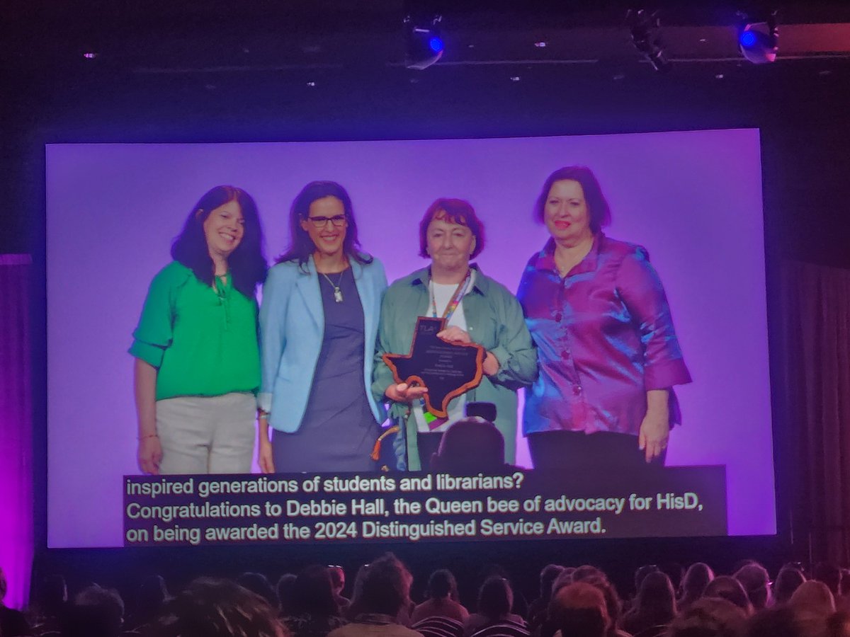 A full day of learning at #TXLA24 kicked off with awards. Congratulations to Debbie Hall for her Distinguished Service Award! Debbie supported Literacy Night @MemorialElm this year ❤️ 📚 ❤️ @HISDLibraryServ @TeacherPurdon