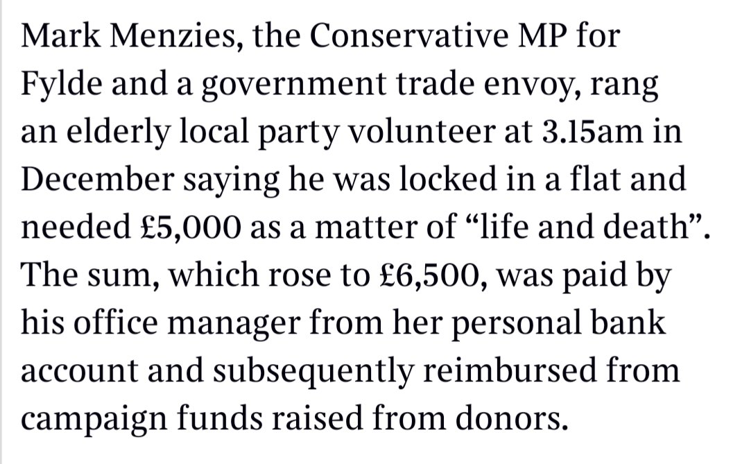 Unbelievable story from The Times, Tory MP accused of misusing party funds after being locked in a flat in the early hours thetimes.co.uk/article/28f948…