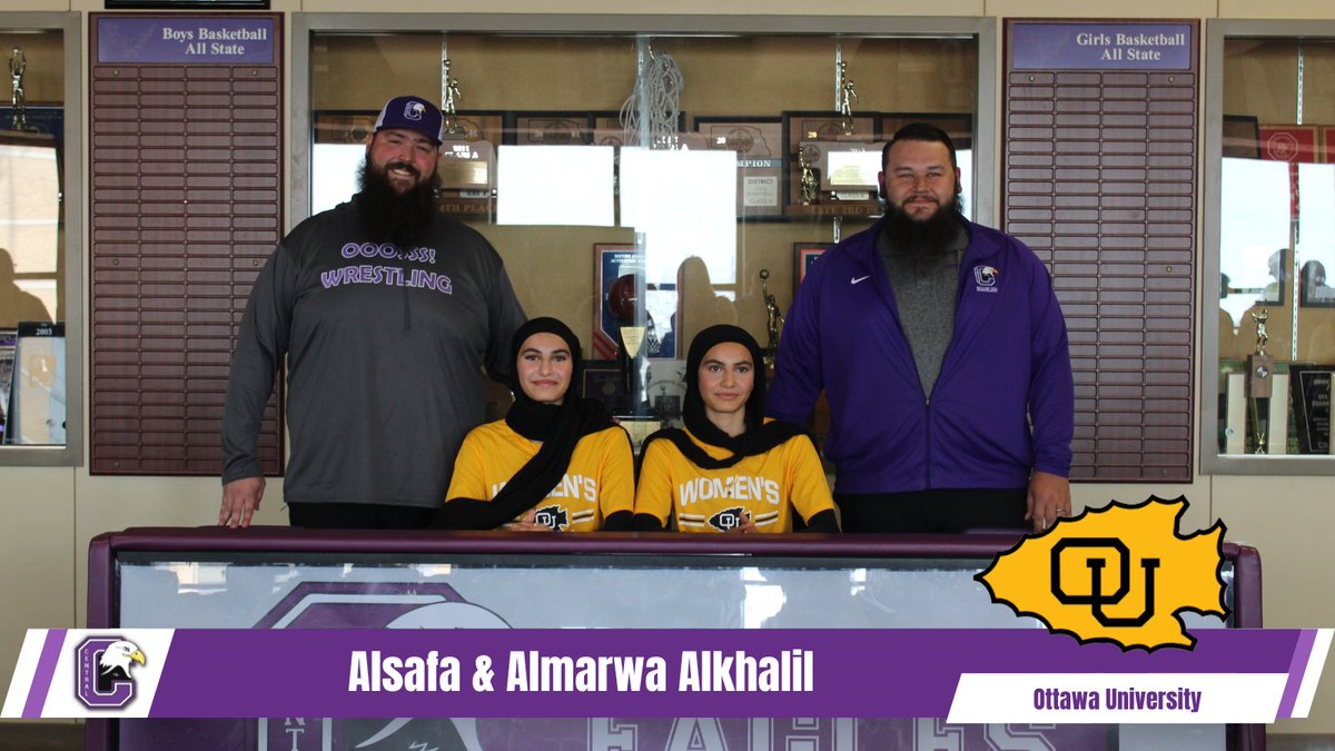 Congrats to @CentralGirlsWr1 own Alsafa and Almarwa Alkhalil for signing with @OUWrestling! We can't wait to see what you'll accomplish #AlwaysAnEagle #OOOSSS