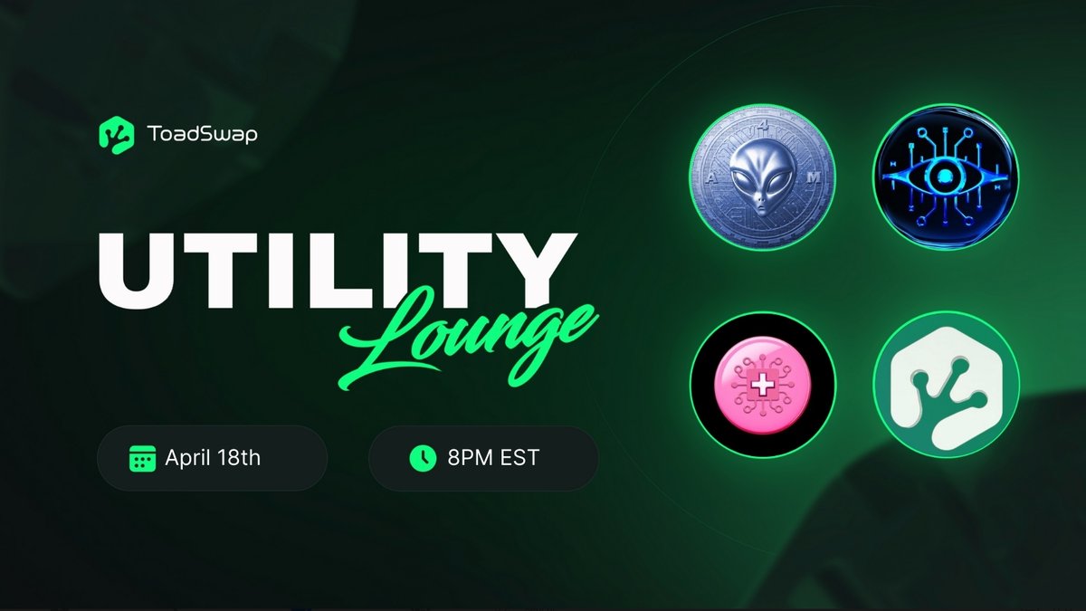🚀 Dive into the Future of Crypto! 🌐 Join our Utility Lounge this Thursday, April 18th, @ 8 PM EST. x.com/i/spaces/1ypJd… 🔊 Listen to: @XtrackAI, @alien_4m, @PulseAIERC, @Toad_Swap 🎙 Hosted by: @accomplish777 💰$50 giveaway - To win: ✅ Like + RT ✅ Follow each project