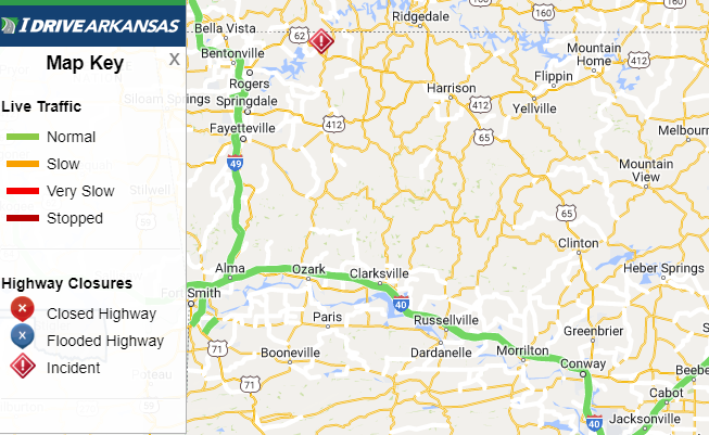 Carroll Co: (UPDATE) Hwy 62 all lanes remain blocked 1.6 miles NW of State Highway 23 (Eureka Springs) due to accident. Monitor IDriveArkansas.com for the latest information. #artraffic #nwatraffic