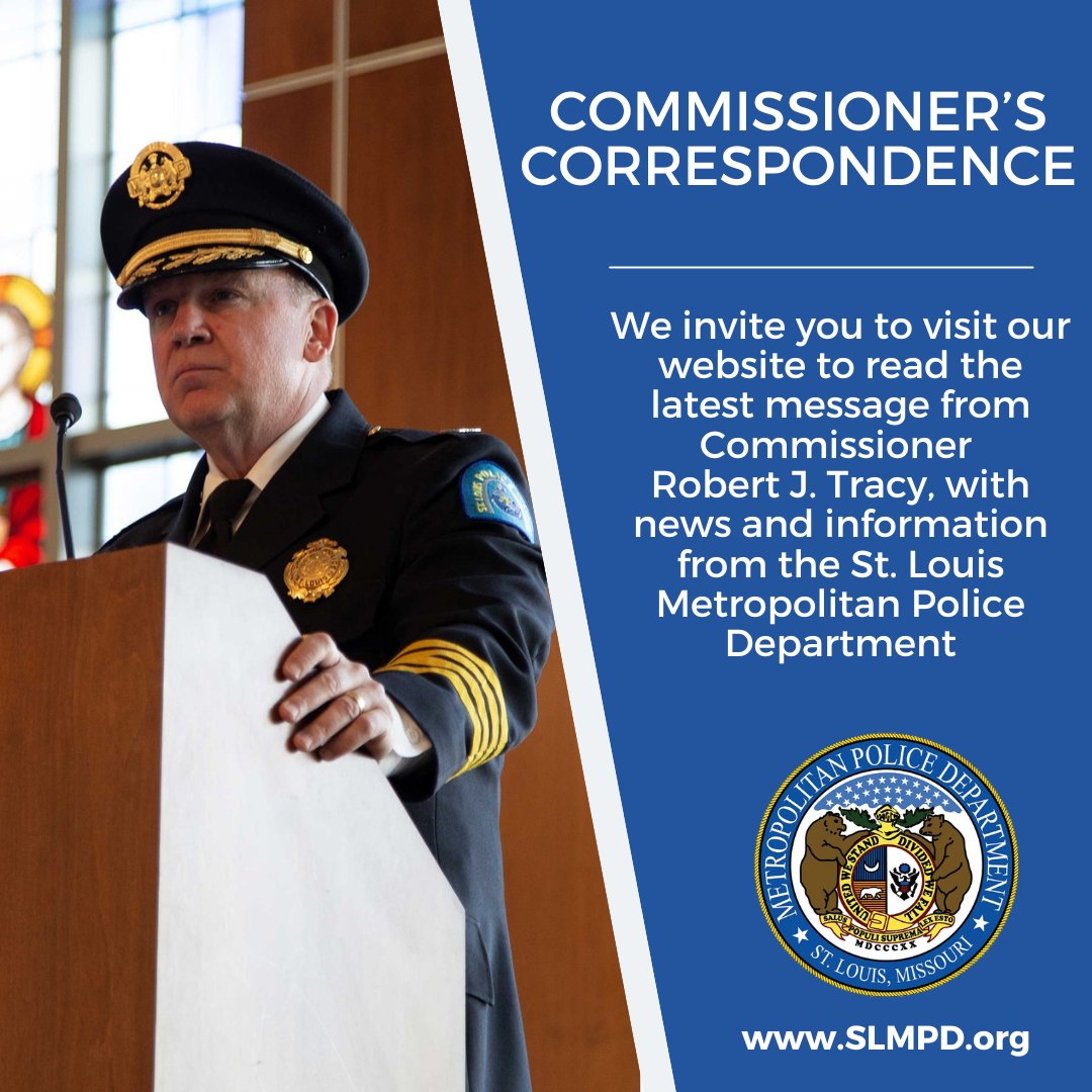 We invite you to read this month's edition of the Commissioner's Correspondence, which recognizes the civilian staff who serve the St. Louis Metropolitan Police Department and our community. slmpd.org/Commissioners_…