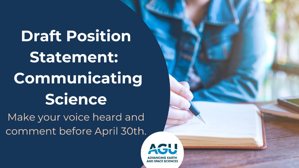 💫 At AGU, we believe that science communication must be inclusive and intentional. Our updated position statement clarifies our views on this important policy issue, but we want to hear from YOU! Provide your comments using this link: lite.spr.ly/6009QTv