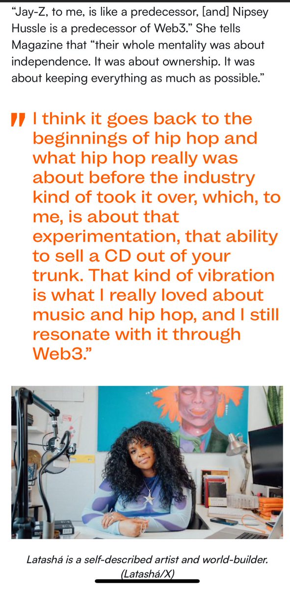 Really happy to offer my thoughts on how Hip Hop is a foundational point to web3. Thanks @Cointelegraph for hitting me up. read out the full article too ✨ cointelegraph.com/magazine/get-b…