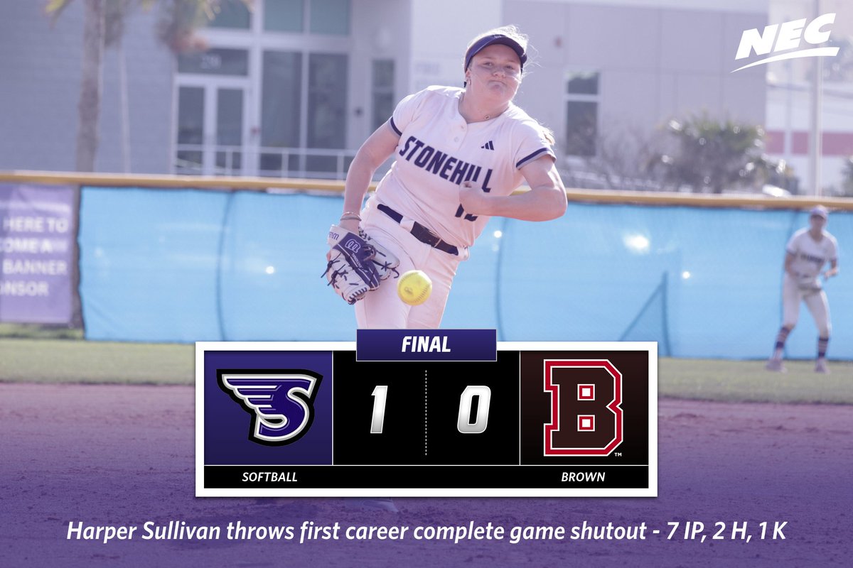 A dominant performance in the circle from Harper Sullivan fuels the 1-0 win for @Stonehillsball in game 1⃣ today 👏

Game 2 will begin shortly!

📊 bit.ly/3UobL60
📺 es.pn/3vO647U

#GoHill | #NECSoftball