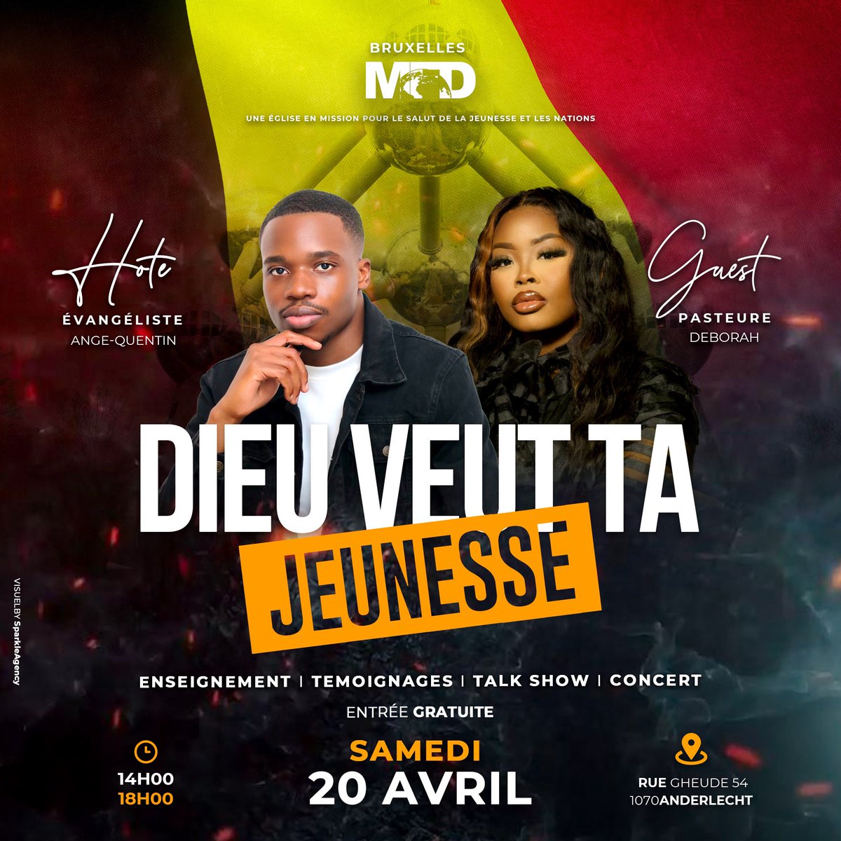angequentin_'s tweet image. DIEU VEUT TA JEUNESSE À BRUXELLES 🔥

SAMEDI 20 AVRIL à l’Eglise MFD BRUXELLES 🇧🇪

Jésus-Christ veut la Belgique !
