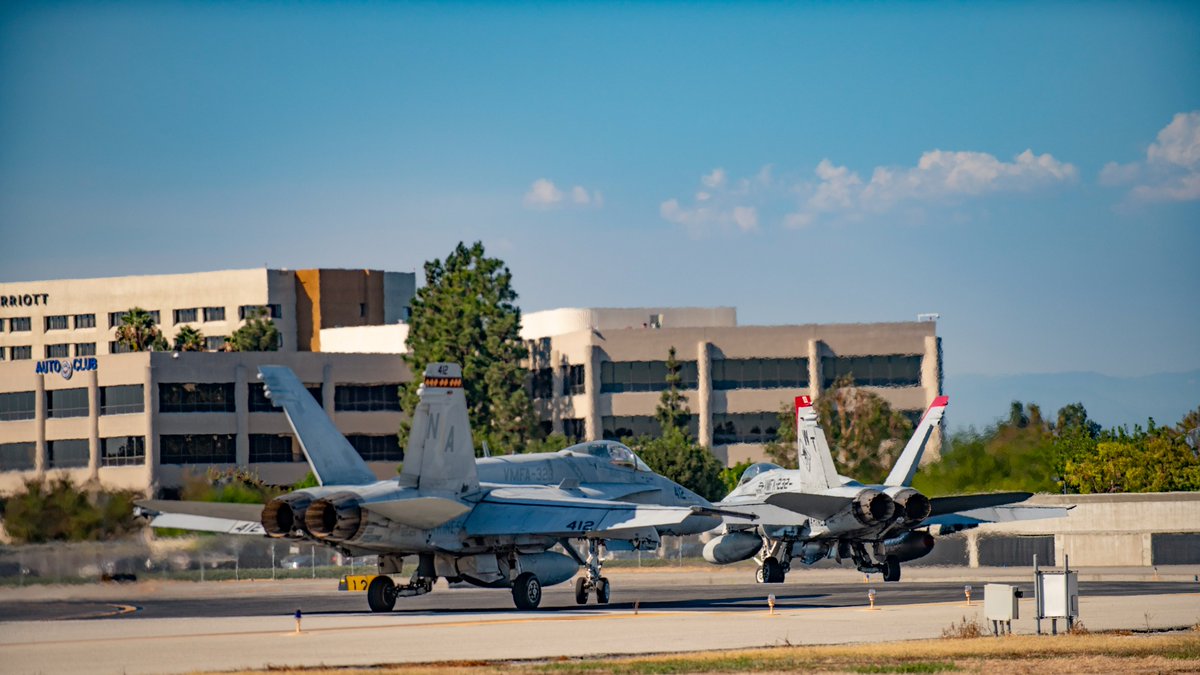 F/A-18s will conduct several operations at LGB for Grand Prix weekend, arriving Thursday (4/18) afternoon and departing Monday (4/22) morning. Times are tentative & subject to change. F/A-18s are significantly louder than aircraft that typically operate at LGB.