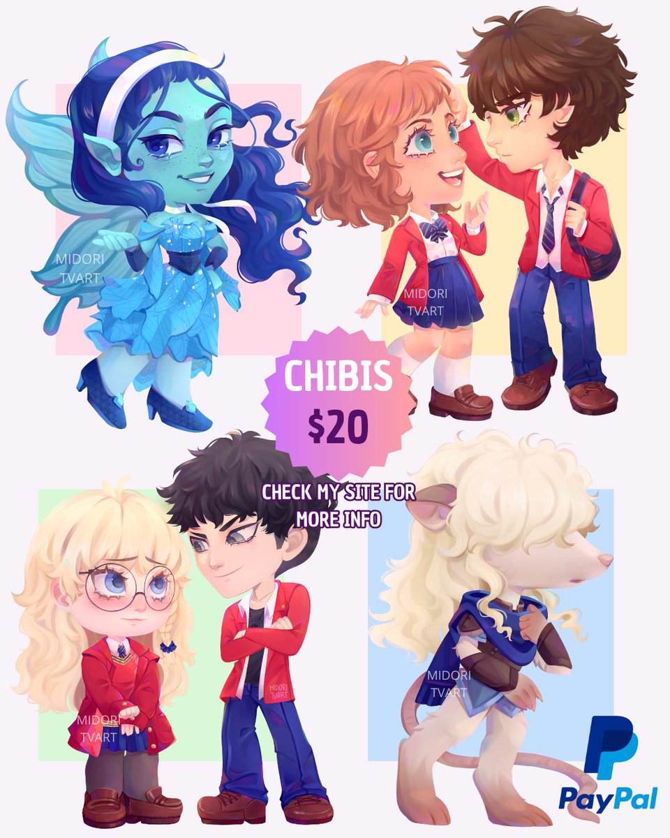 🎉CHIBI COMMISSIONS ARE OPEN 👉1 slot available for 20usd Extra character +10 ✨Paypal Only I can draw: human, furry, human-like, couples, kemono, dnd oc I need some money for today or tomorrow so if you are interested in a chibi like this contact me by DM ✍️( ⁠ˊ⁠ᵕ⁠ˋ⁠ )