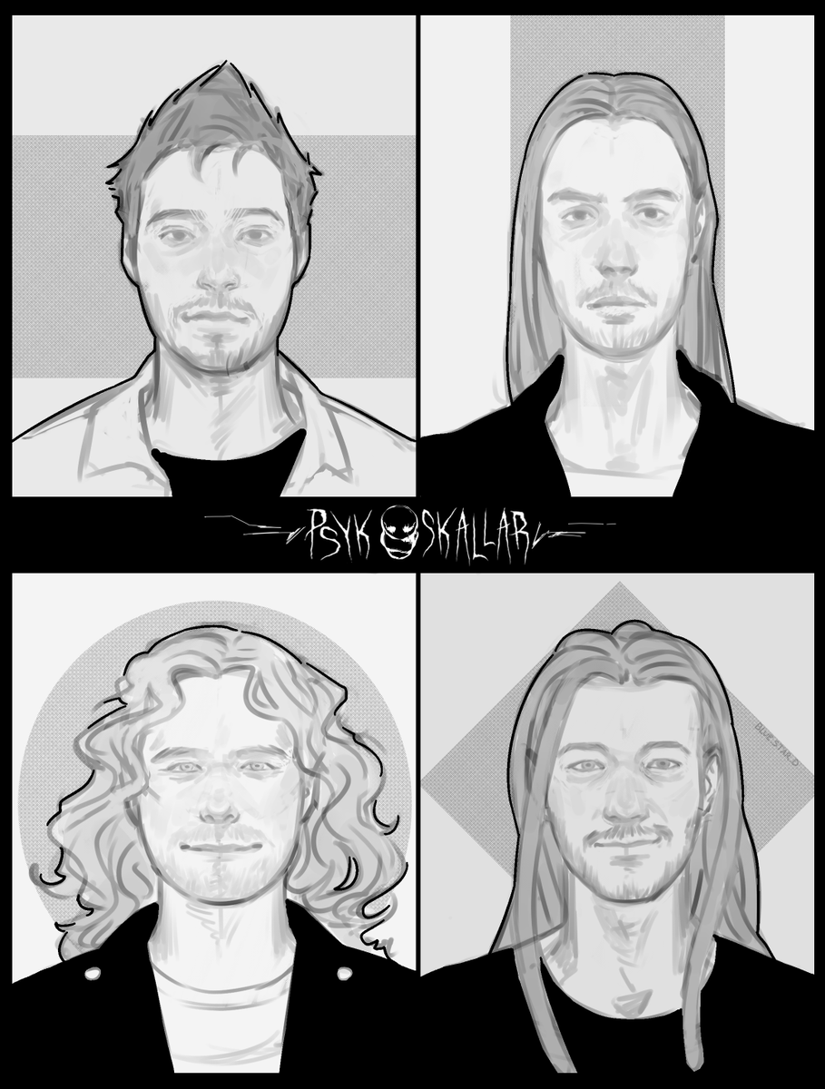DragonNOR's tweet photo. Recieved this really cool fanart from discord user 'BlueStarD' of Team Psykskallar, envisioned here how we'd look if we were a heavy metal band :D 

#TeamPsykskallar #CryOfFear https://t.co/2JS43NY2OI