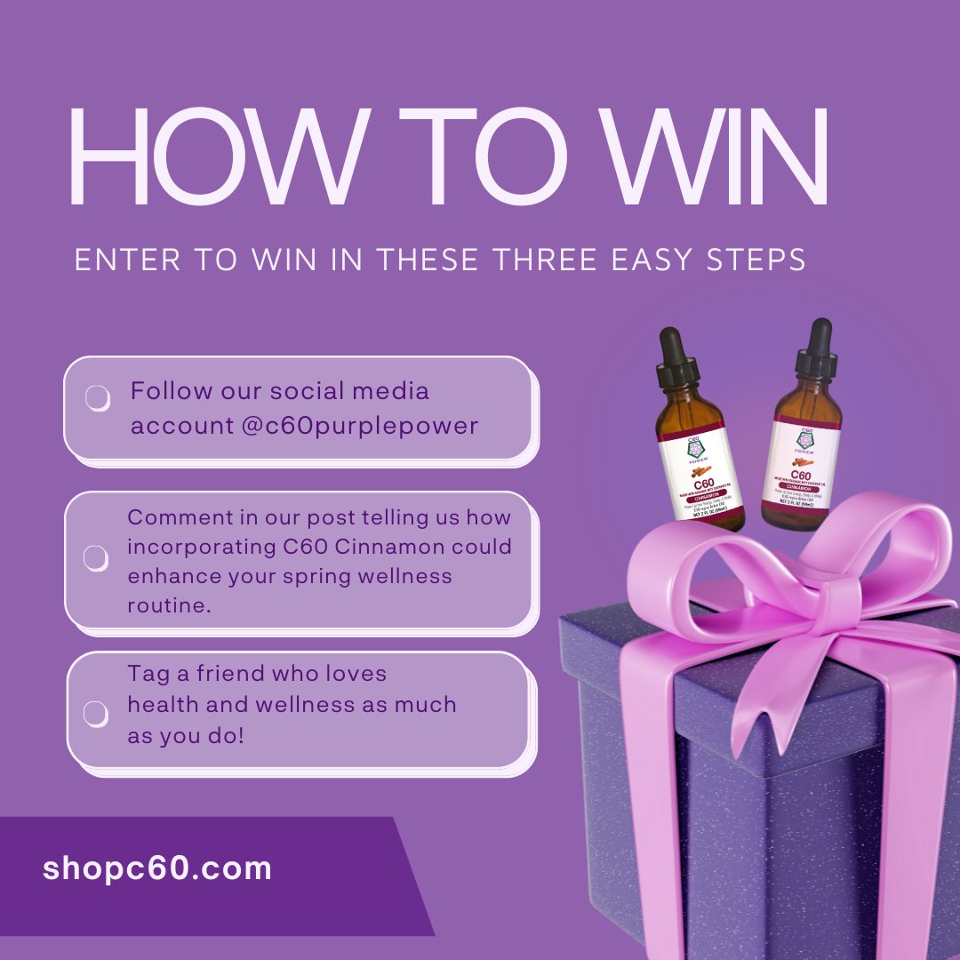 shopc60power's tweet image. 🌟 GIVEAWAY ALERT! 🎉 Win our C60 2oz Cinnamon in Organic MCT Coconut Oil! We&apos;re picking 5 winners! 🌸

👉 Enter on our Facebook @ C60 Power  or Instagram! @c60purplepower Ends April 24, 2024.

#C60Giveaway #SpringWellness #C60Cinnamon #C60Power