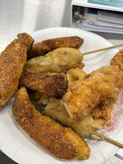 Best part of culinary school so far is this pile of fried chicken (if it looks like I burned it, no it