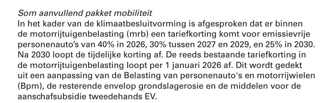 Deze paragraaf is opgenomen in de #voorjaarsnota 2024 en daarmee goed nieuws voor de groei van het elektrische wagenpark de komende jaren! #EV
