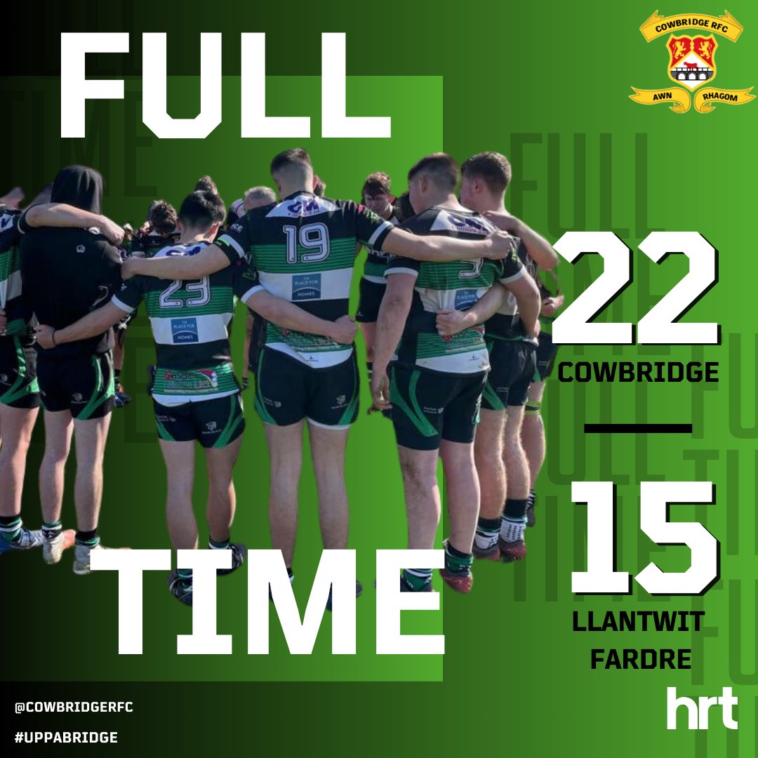 Full Time! 

And its a 3rd win on the bounce for the 1st XV!

Thanks to @LlantwitRFC for coming down mid-week. Look forward to meeting again next season!

Attention now turns to Saturday where the 1st XV welcome @TrePhoenixSnrs to the Fred Dunn. 14:30 KO

#uppabridge