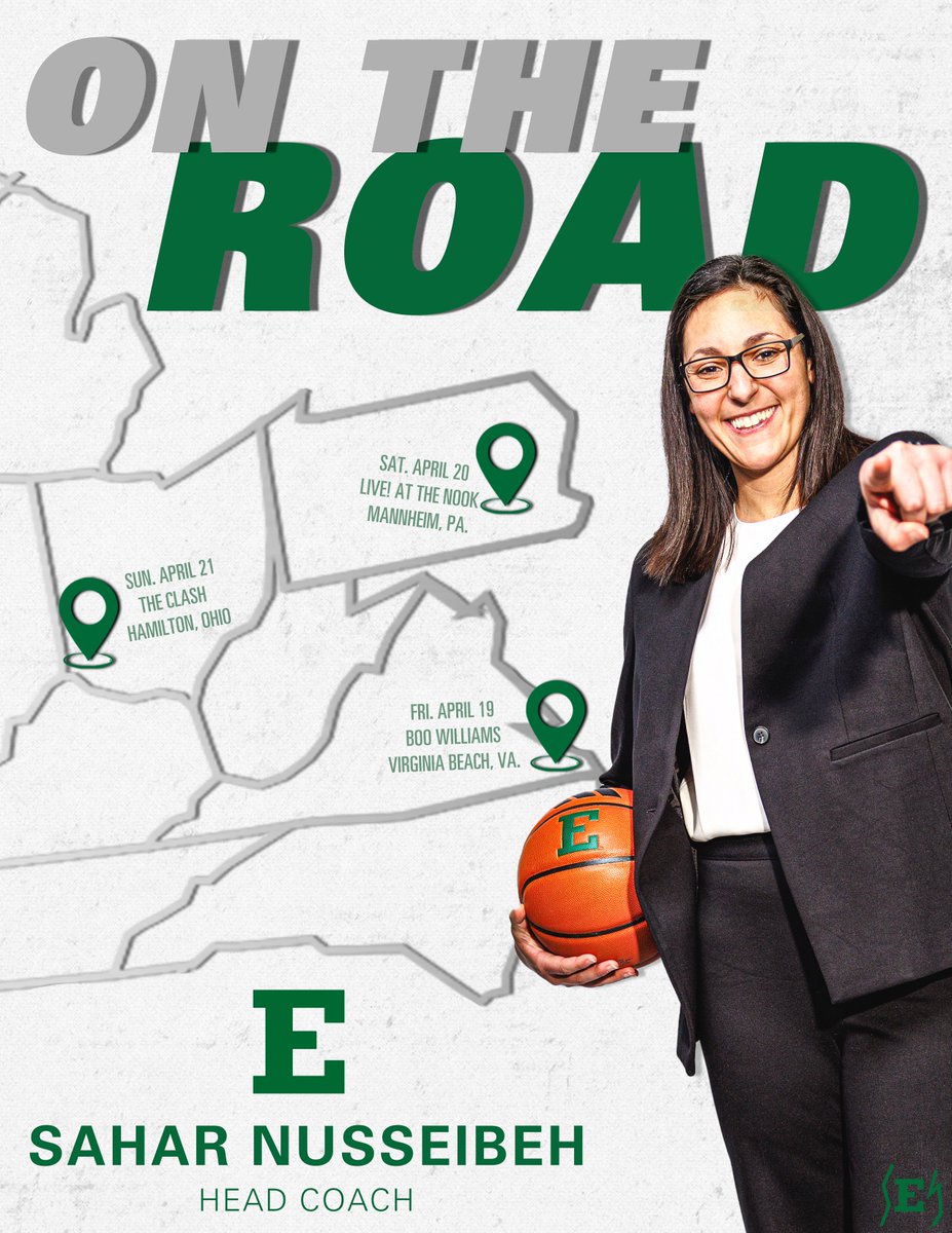 𝗧𝗛𝗘 𝗪𝗘𝗘𝗞𝗘𝗡𝗗 𝗧𝗢𝗨𝗥 🚍 (@Coach_Sahar) hits the road in search of some future EAGLES! 👀 📍FRI. Virginia Beach, Va. 📍Sat. Mannheim, Pa. 📍Sun. Hamilton, Ohio #EMUEagles | #GreenLightGO