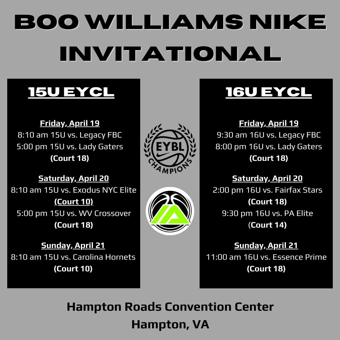 Inspired Athletics at Boo Williams! First Nike session starts Friday! Here’s our schedule! Lets go!! There will be live streaming available! #trusttheprocess #playtoinspire