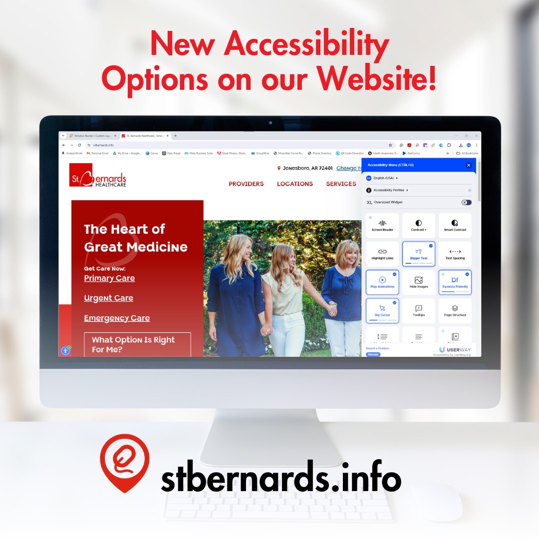 Our website has new, upgraded accessibility functions! Just click the blue icon in the lower-left. New features include changes to text size, layout, spacing, contrast, images and structure. We also have dyslexia-friendly fonts and a screen reader feature.
stbernards.info
