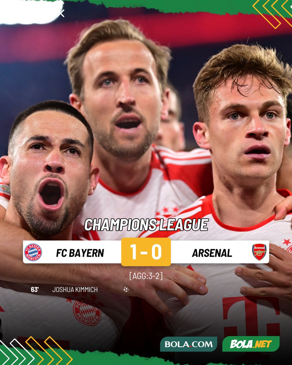 #LiveBolanet FT: Bayern Munchen 1-0 Arsenal (Agg:3-2) | Possessions: 52%-48% | Shots: 15-9 | Tackles: 19-14

Gol Tunggal Kimmich Sudah Cukup Bawa Die Roten Ke Semifinal UCL

#BolanetReview #Bldhen #Bolaneters #UCL #ChampionsLeague #BayernMunchen #Arsenal