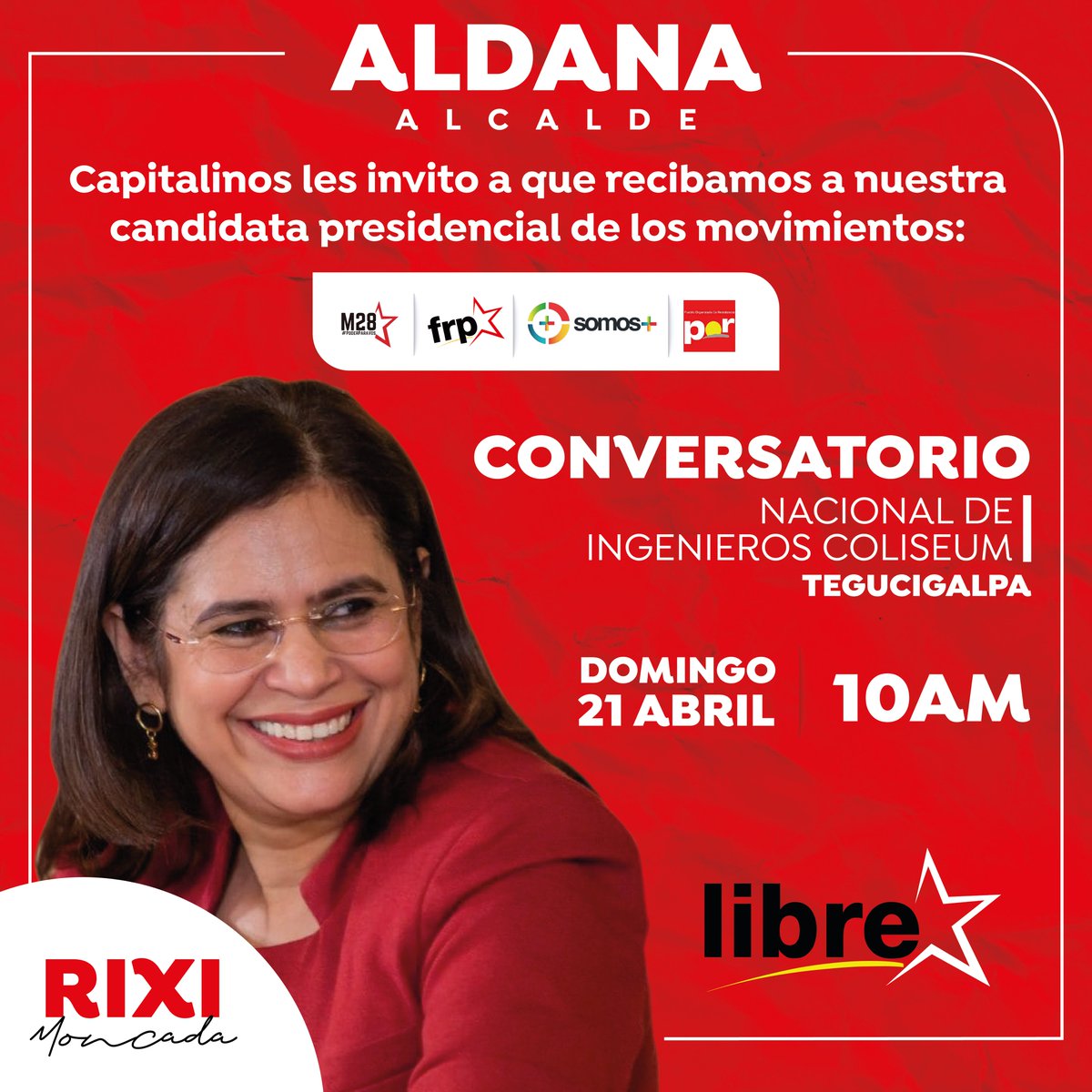 Capitalinos, este domingo recibamos y conversemos con nuestra candidata presidencial @riximga. Vamos juntos en unidad y por la próxima victoria popular. 🌺