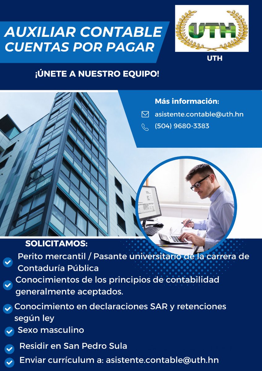 Oportunidad laboral en San Pedro Sula. ¡Comparte está buena noticia!