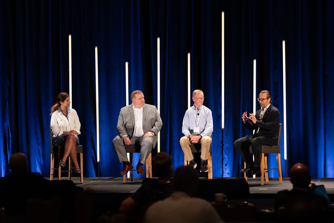 Today, we had an insightful panel discussion at #KNIMESummit2024. Hosted by #KNIME's Senior VP of Revenue, Jennifer Ostyn, joined by John Thompson from Cargill, Edgar Osuna from iuvity, and Louis-Raoul t'Serstevens from Nufarm as panelists. Thank you for joining us! #datascience