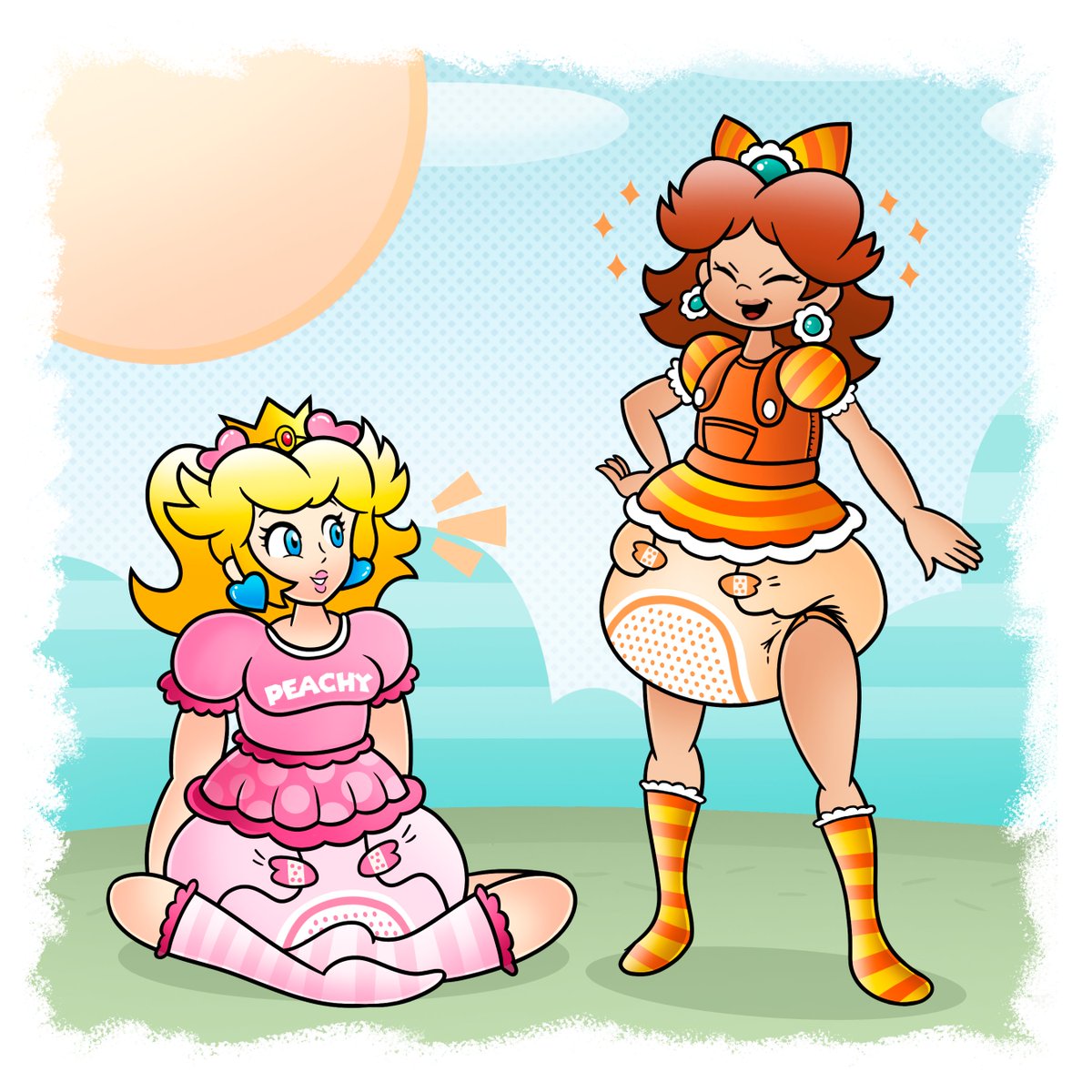 StickerRaccoon's tweet photo. 🌼 ''... And that's how i escaped from a stampede of Yoshies all by myself!''

🍄 ''Wowie! You're so cool Dai-Dai~!'' https://t.co/Rqne41ERoq