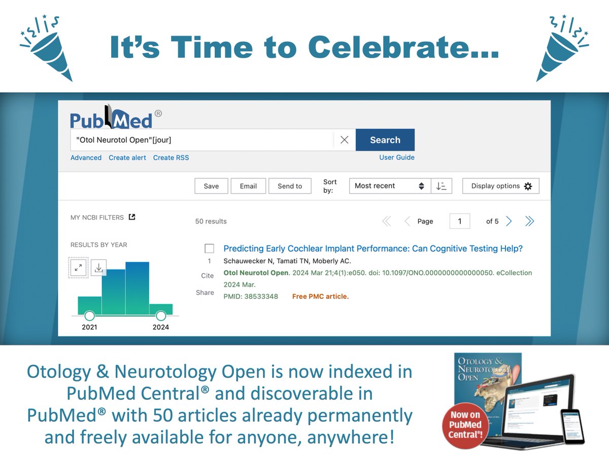 Congratulations to Otology & Neurotology Open for inclusion in PubMed Central! @ONOjournal