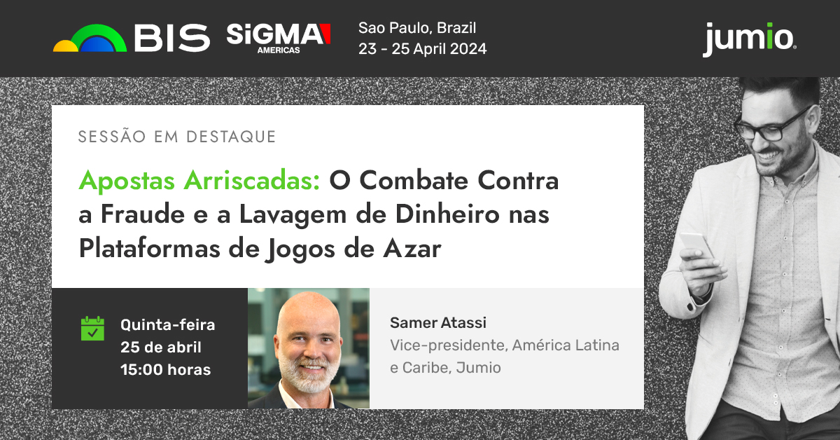 A próxima quinta feira: junte-se a Samer Atassi da Jumio e outros especialistas no #SiGMAAmericas em São Paulo para aprender como proteger sua plataforma de jogos de azar contra fraudes. sigma.world/americas/
